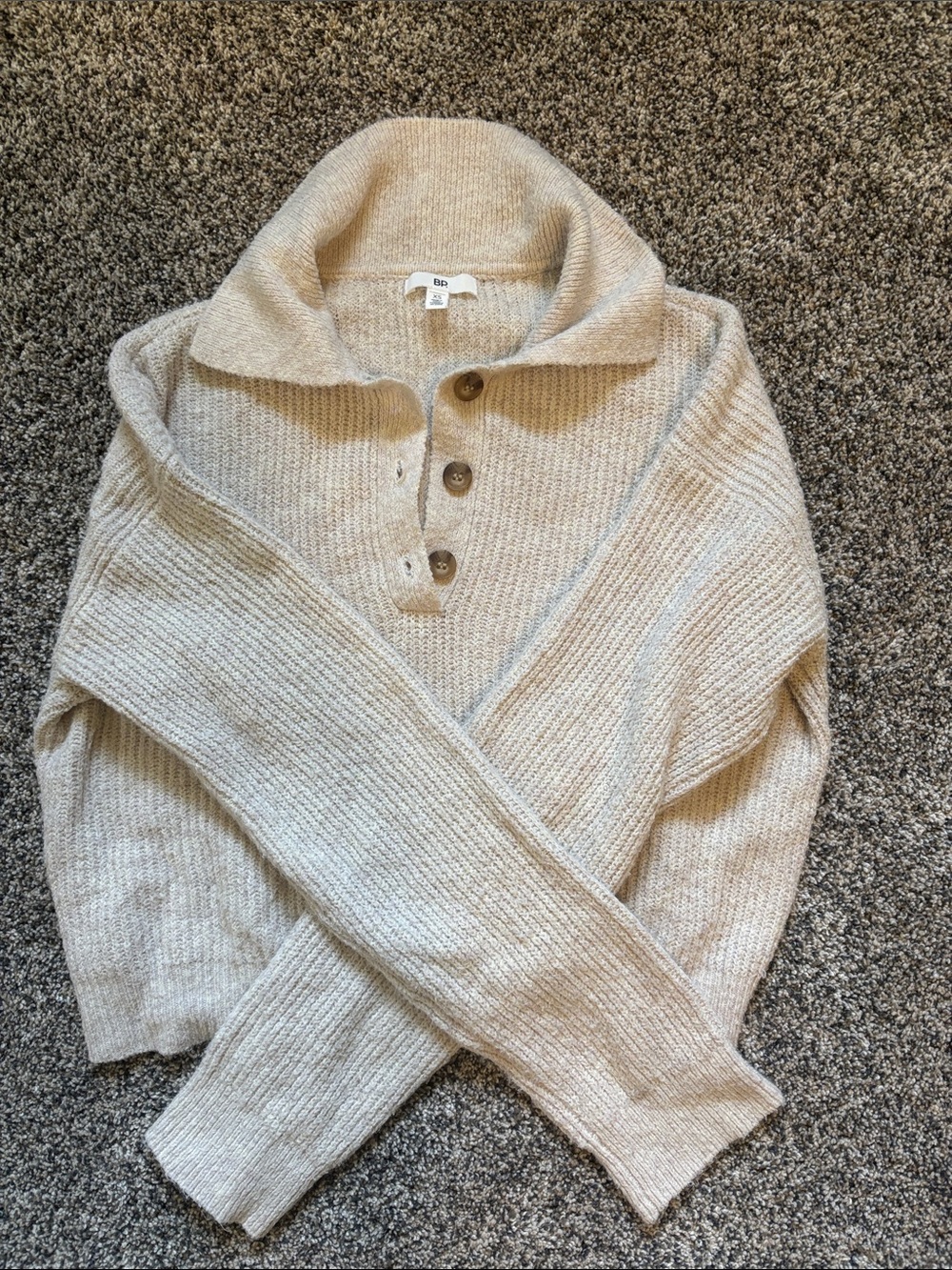 bp Cream Button-Front Cowl Neck Sweater